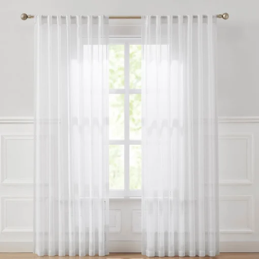 Calia Textured Stripe Sheer Window Curtain Panels