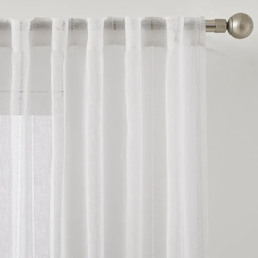 Calia Textured Stripe Sheer Window Curtain Panels