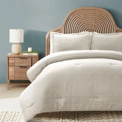 Clipped Stripe Jacquard 3 Piece Comforter Set