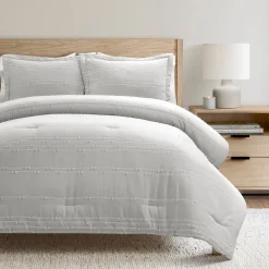 Clipped Stripe Jacquard 3 Piece Comforter Set