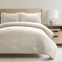 Clipped Stripe Jacquard 3 Piece Comforter Set