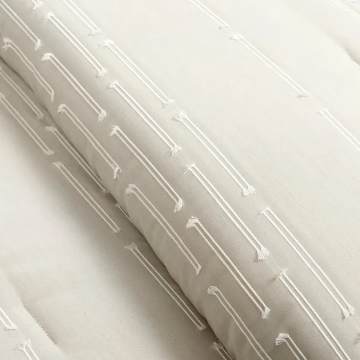 Clipped Stripe Jacquard 3 Piece Comforter Set
