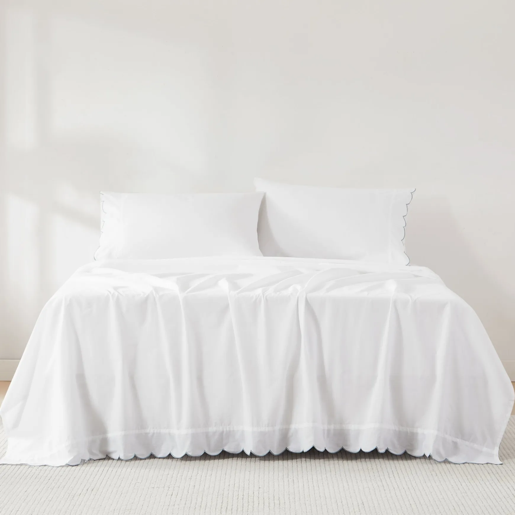 Coastal Chic Scalloped Edge Cotton Sheet Set