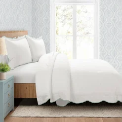 Coastal Chic Scalloped Edge 3 Piece Comforter Set