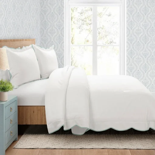 Coastal Chic Scalloped Edge 3 Piece Comforter Set