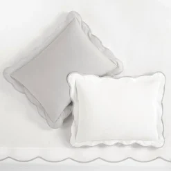 Coastal Chic Scalloped Edge 100% Cotton Reversible Duvet Cover Set