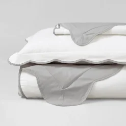 Coastal Chic Scalloped Edge 100% Cotton Reversible Duvet Cover Set