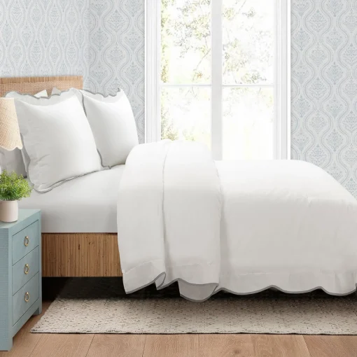Coastal Chic Scalloped Edge 3 Piece Comforter Set