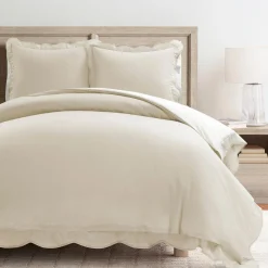 Coastal Chic Scalloped Edge 100% Cotton Reversible Duvet Cover Set