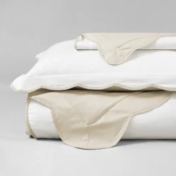 Coastal Chic Scalloped Edge 100% Cotton Reversible Duvet Cover Set