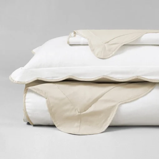 Coastal Chic Scalloped Edge 100% Cotton Reversible Duvet Cover Set
