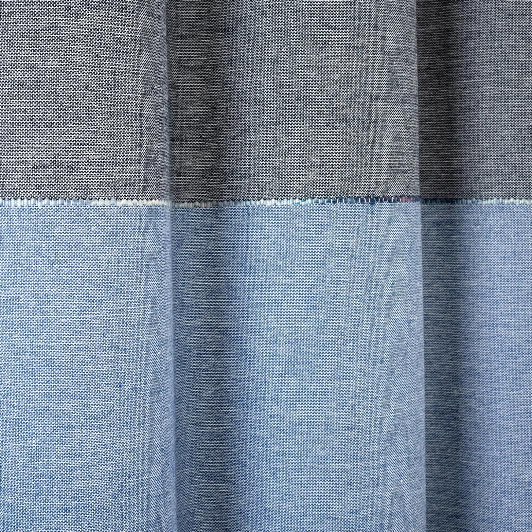 Color Block Ombre Yarn Dyed Recycled Cotton Blend Shower Curtain