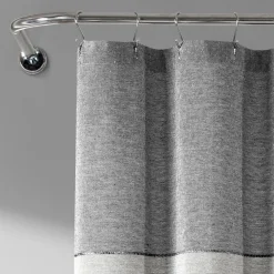 Color Block Ombre Yarn Dyed Recycled Cotton Blend Shower Curtain