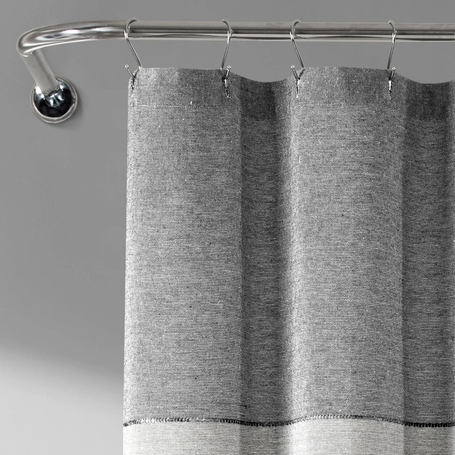 Color Block Ombre Yarn Dyed Recycled Cotton Blend Shower Curtain