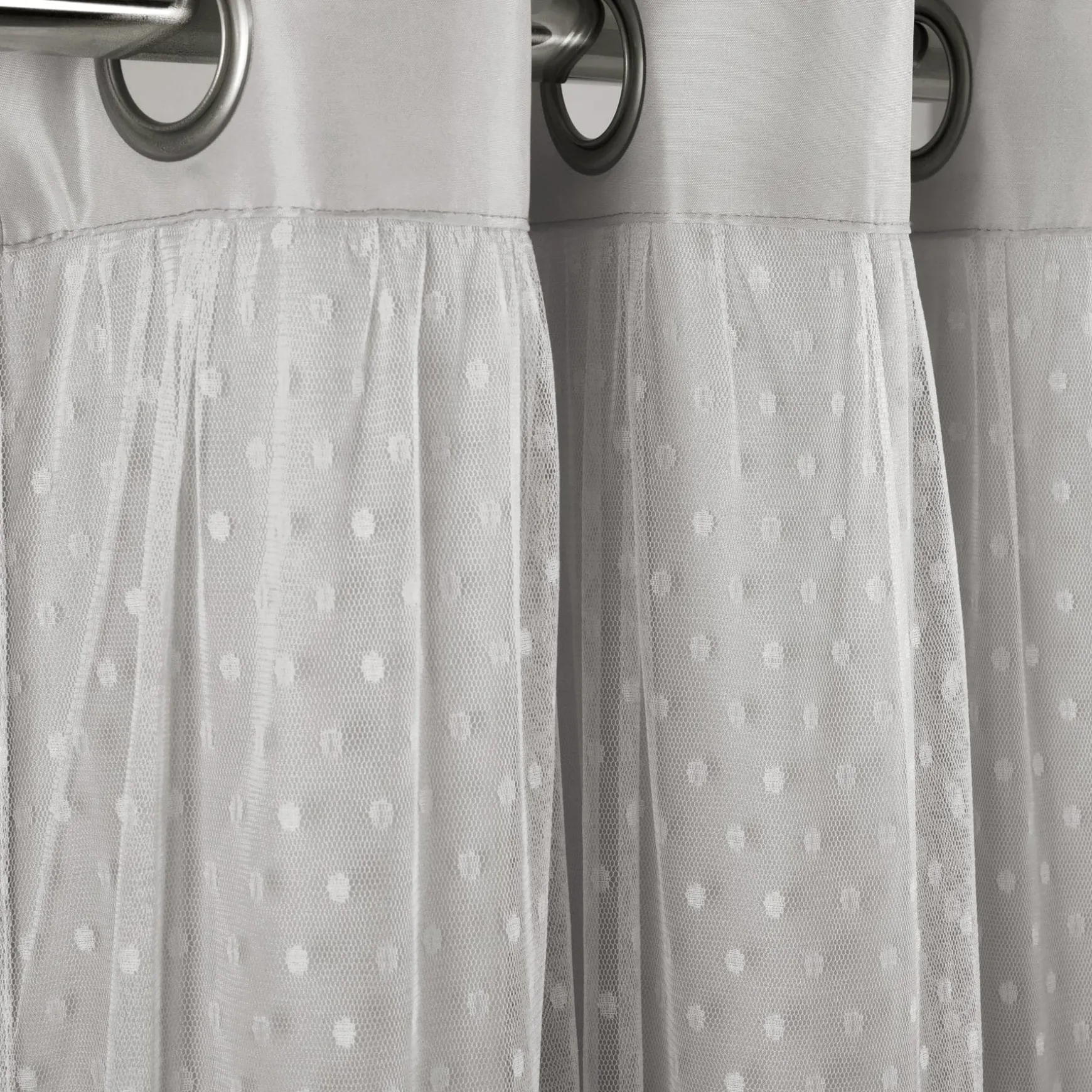 Cottage Polka Dot Sheer Window Curtain Panel Set