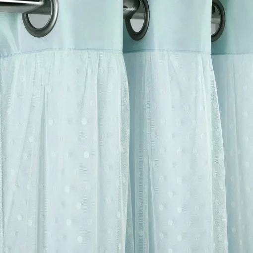 Cottage Polka Dot Sheer Window Curtain Panel Set