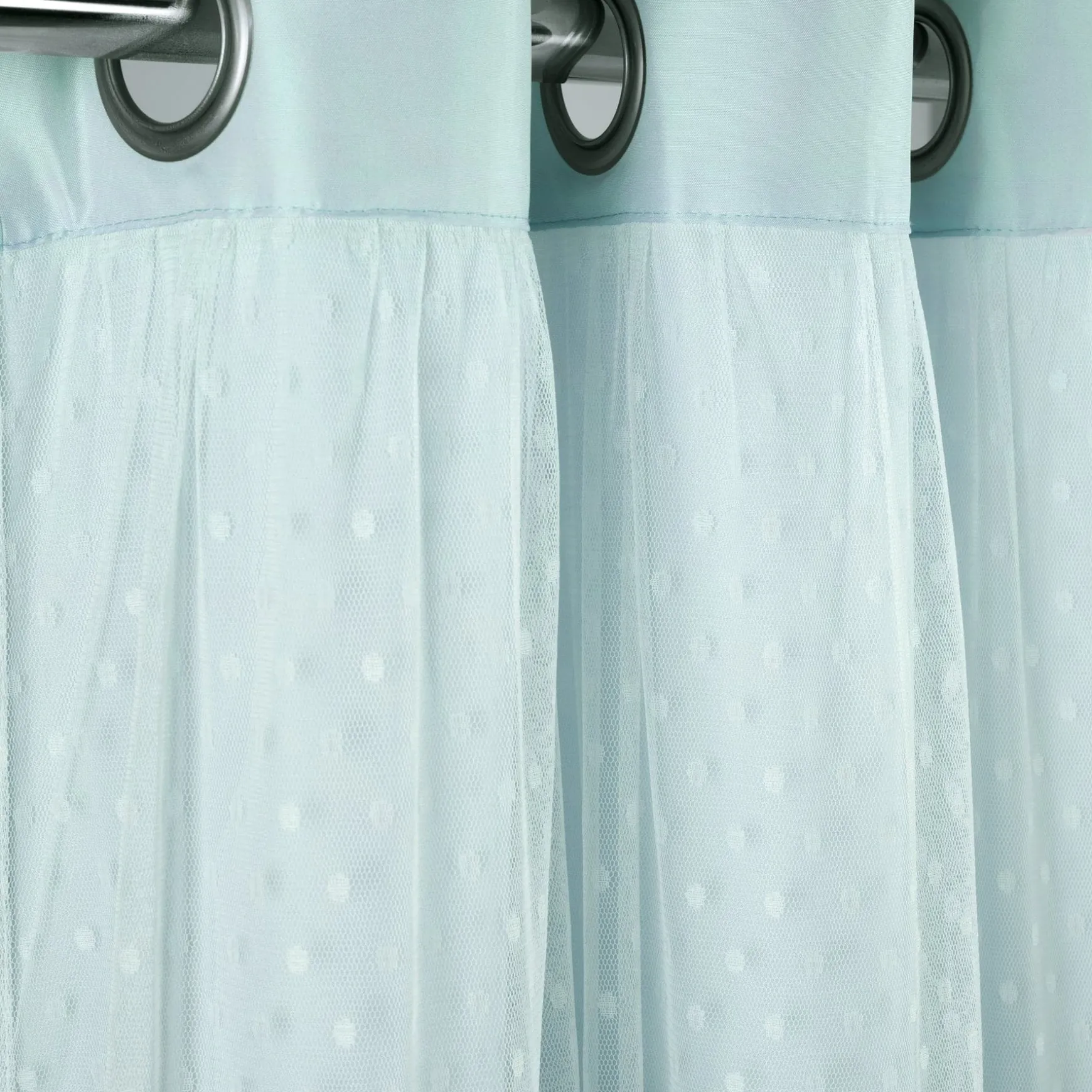 Cottage Polka Dot Sheer Window Curtain Panel Set