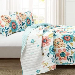 Cottagecore Ariana Flower Reversible Quilt 3 Piece Set