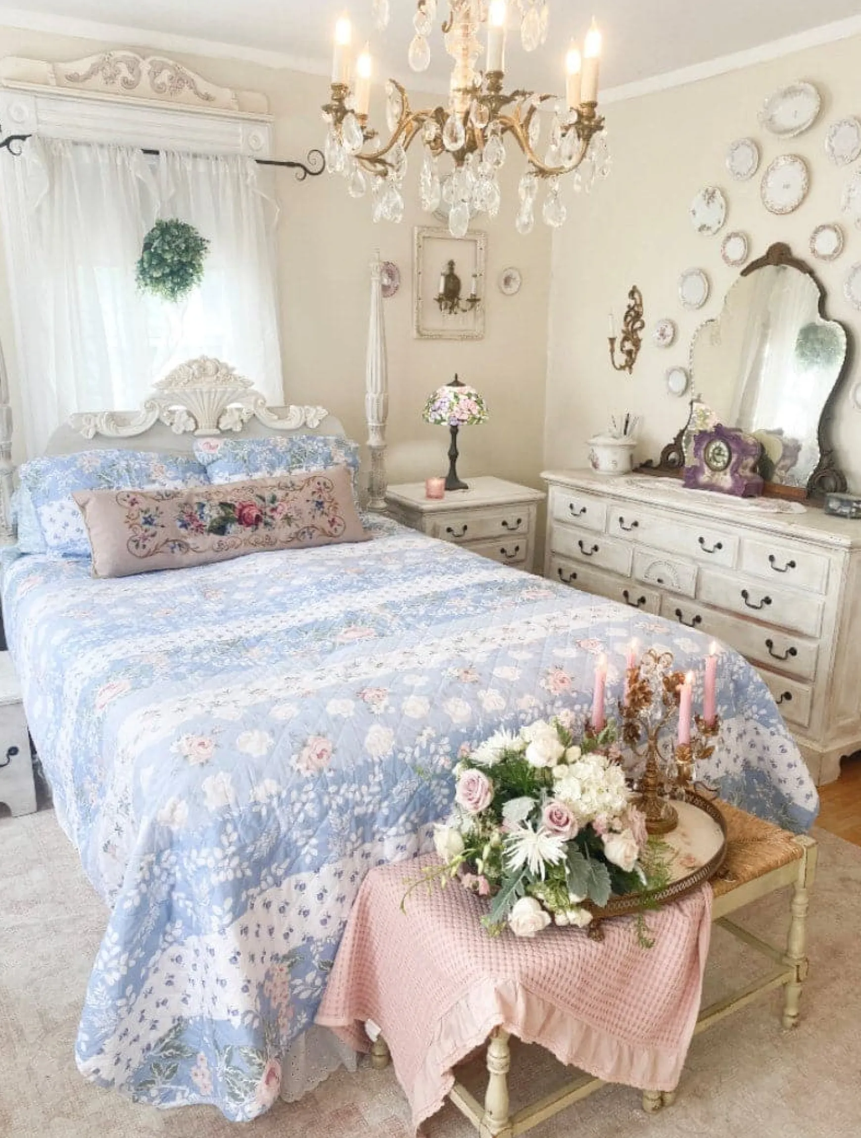 Cottagecore Flower Stripe Cotton Quilt 3 Piece Set