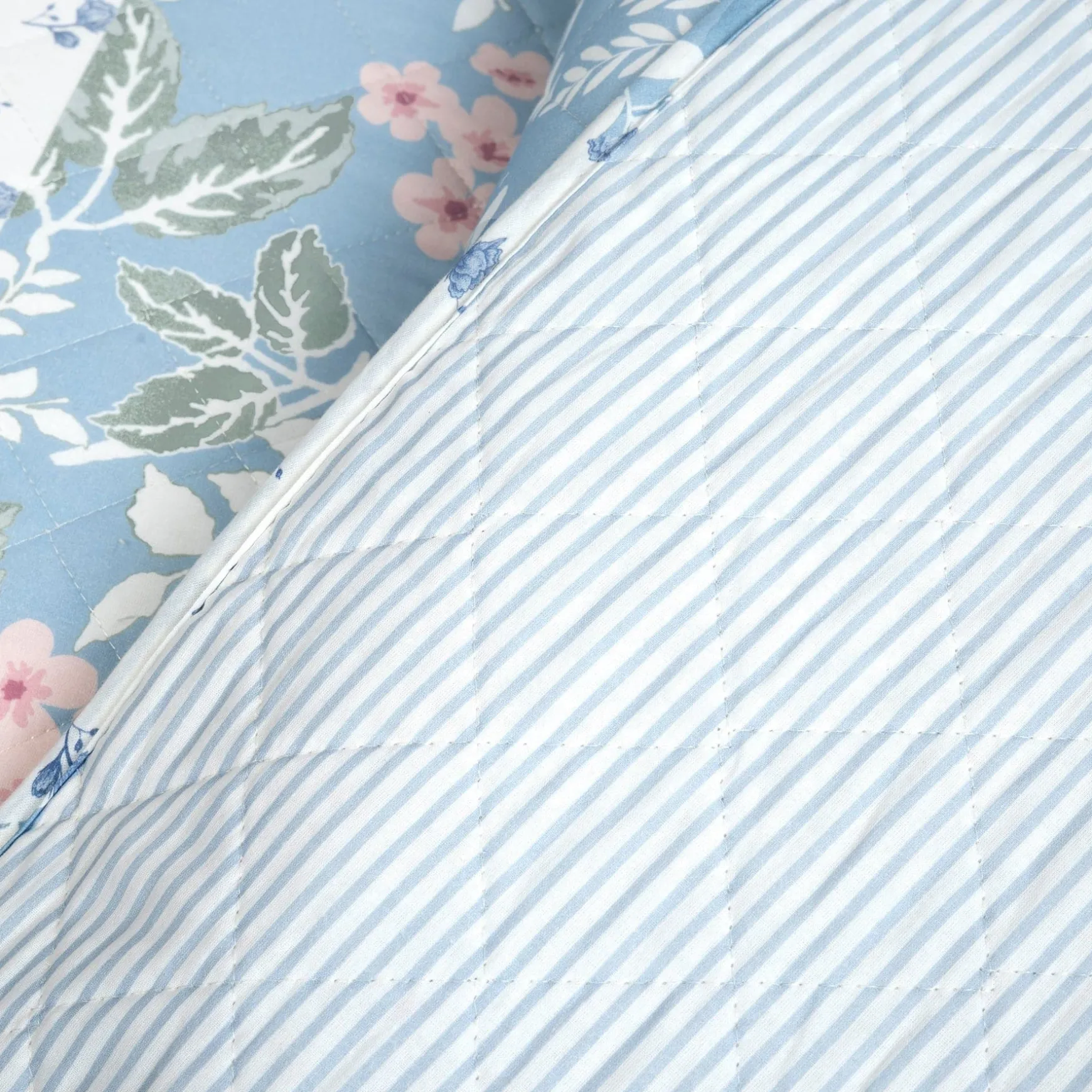 Cottagecore Flower Stripe Cotton Quilt 3 Piece Set