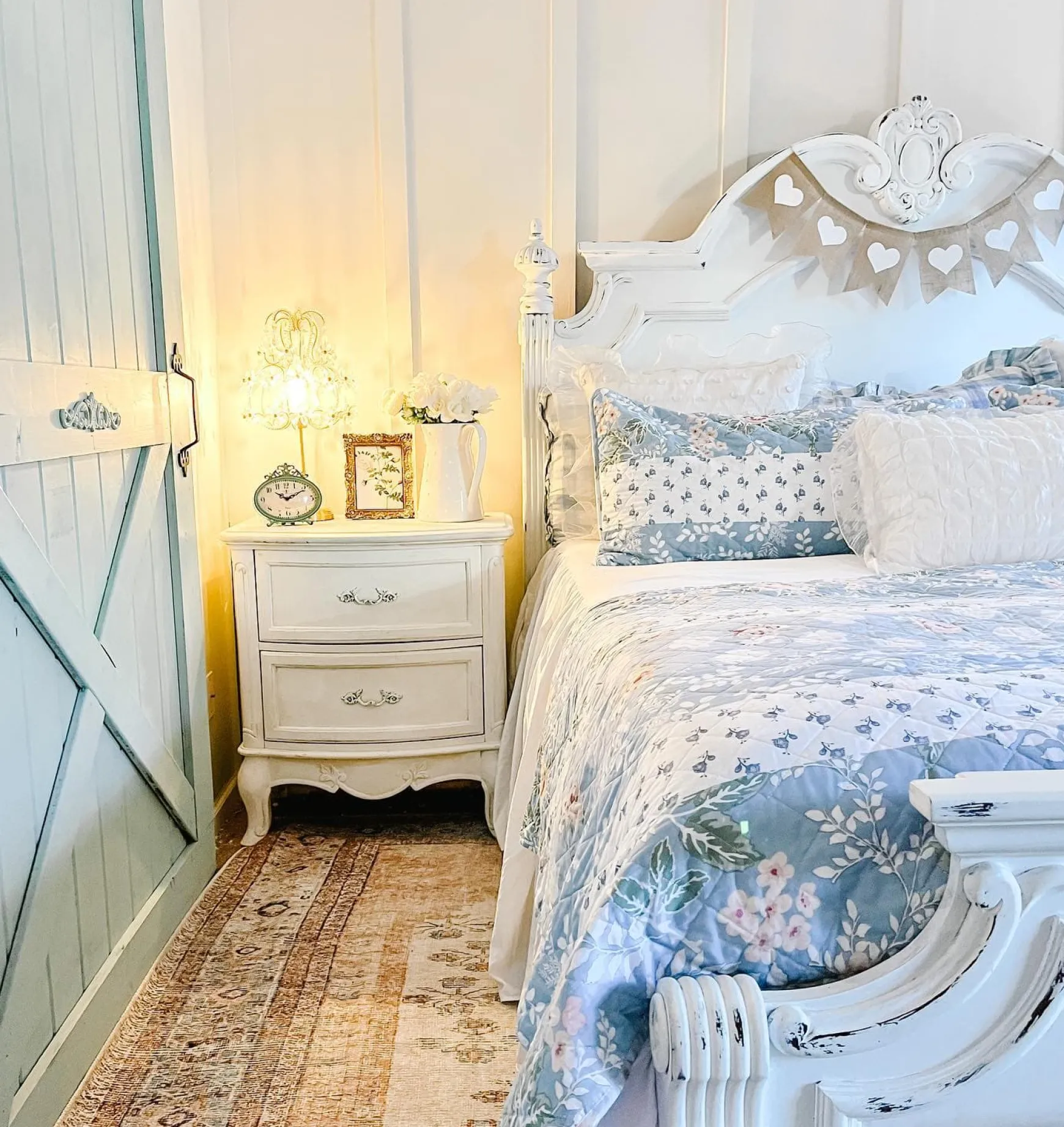 Cottagecore Flower Stripe Cotton Quilt 3 Piece Set