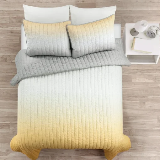 Crinkle Ombre Oversized Quilt 3 Piece Set