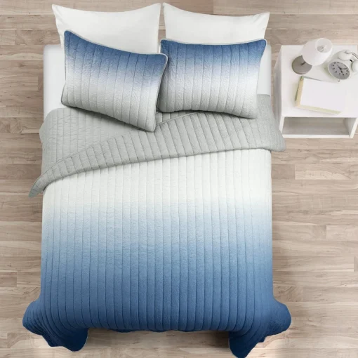 Crinkle Ombre Oversized Quilt 3 Piece Set
