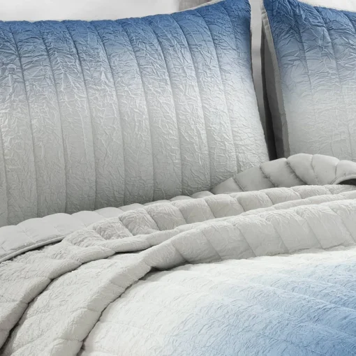Crinkle Ombre Oversized Quilt 3 Piece Set