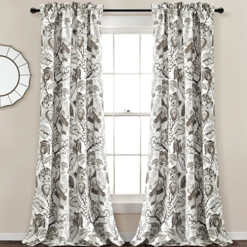Cynthia Jacobean Light Filtering Window Curtain Set