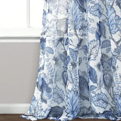 Cynthia Jacobean Sheer Window Curtain Panel Set