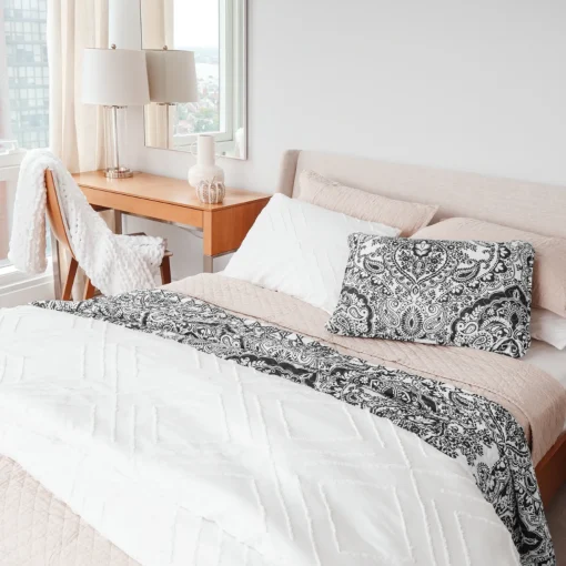 Diamond Clip Jacquard Duvet Cover 3 Piece Set