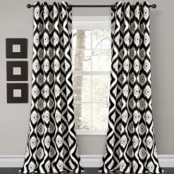Diamond Ikat Light Filtering Window Curtain Set