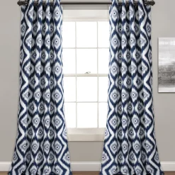 Diamond Ikat Light Filtering Window Curtain Set