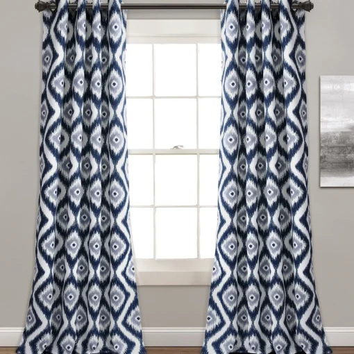 Diamond Ikat Light Filtering Window Curtain Set