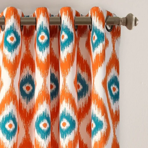 Diamond Ikat Light Filtering Window Curtain Set