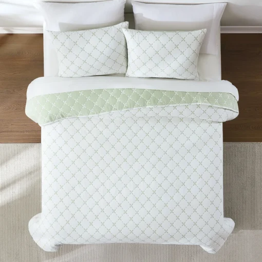 Diamond Leaf Jacquard Reversible Matelasse Coverlet Set