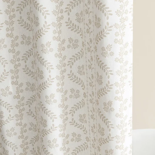 Doreen Delicate Floral Linen Textured Shower Curtain