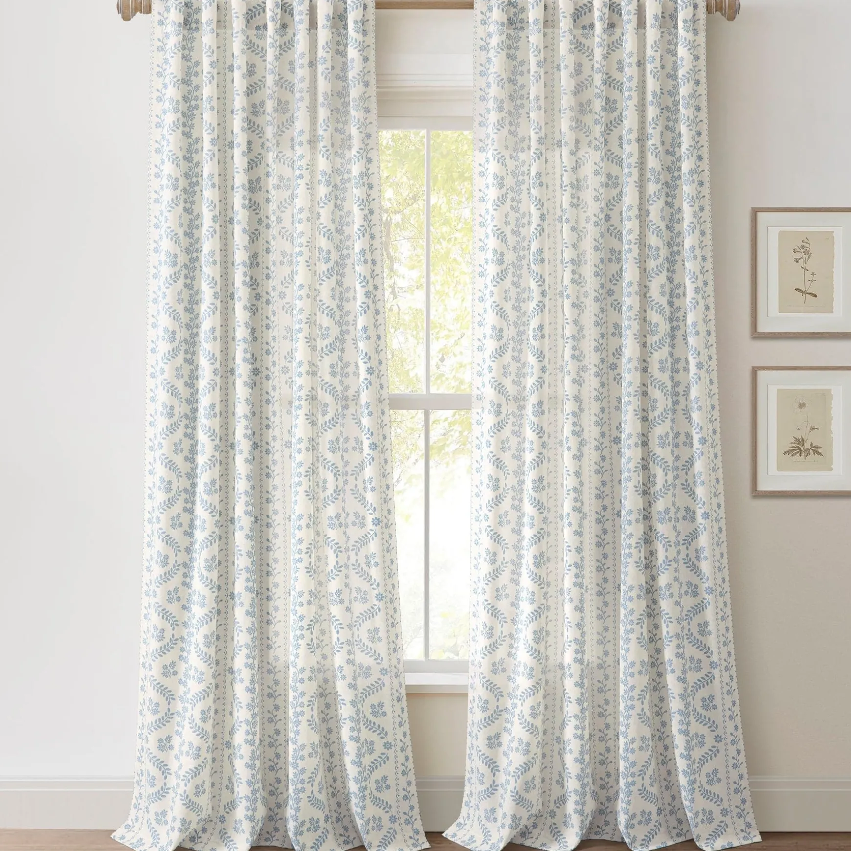 Doreen Delicate Floral Window Curtain Panel Set