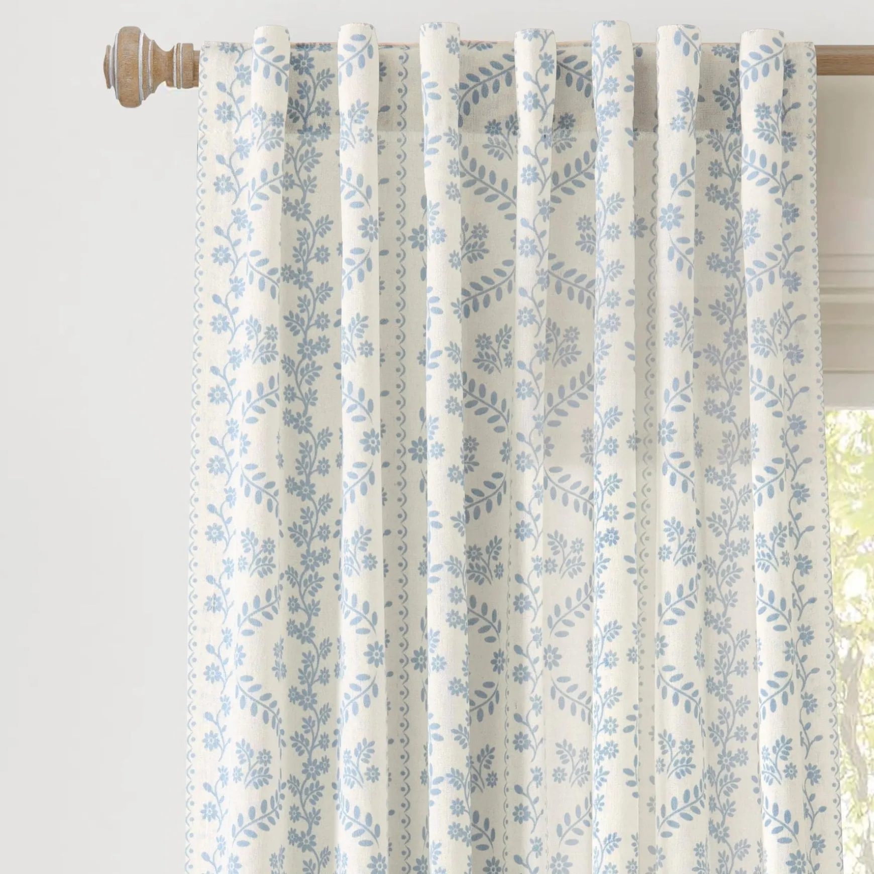 Doreen Delicate Floral Window Curtain Panel Set