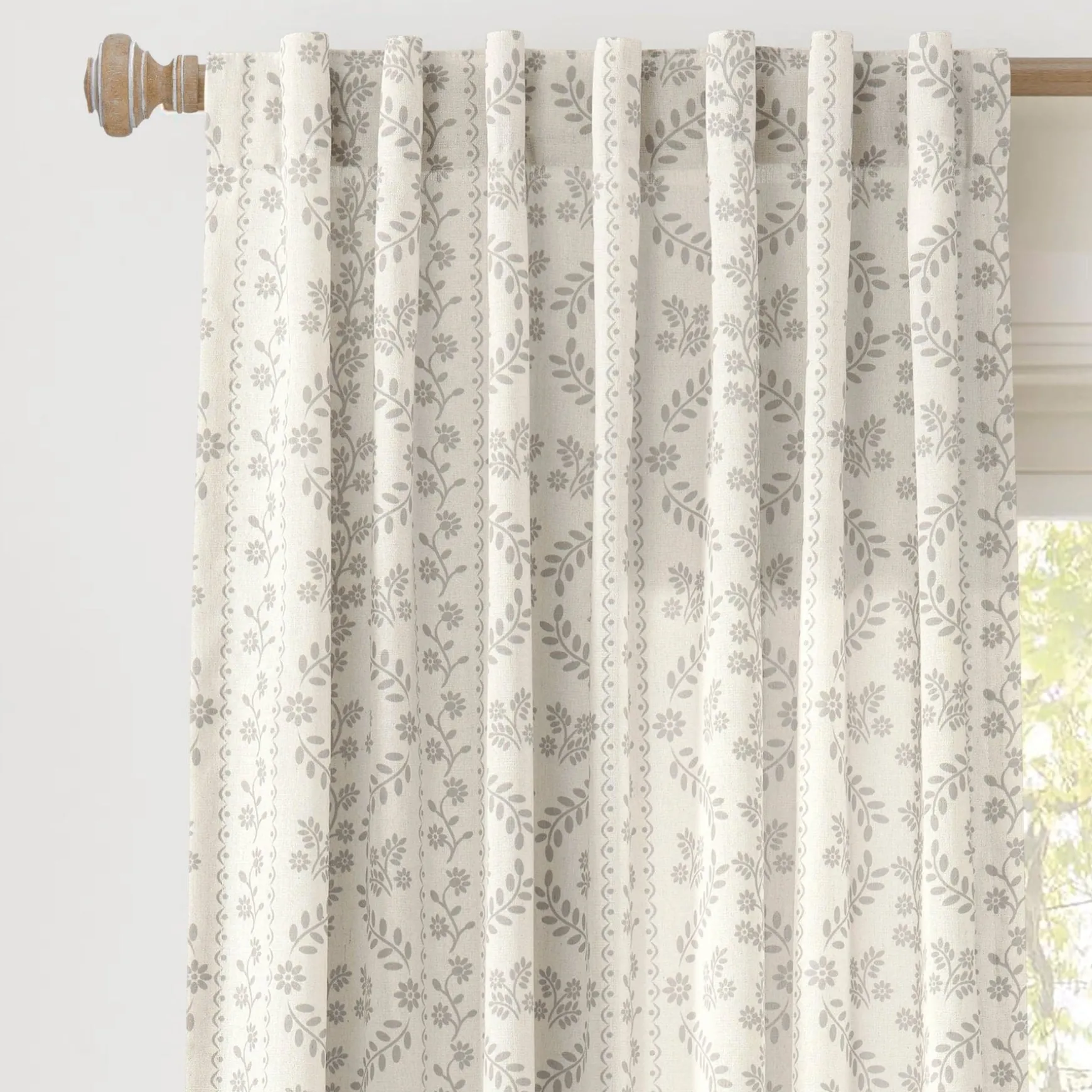 Doreen Delicate Floral Window Curtain Panel Set