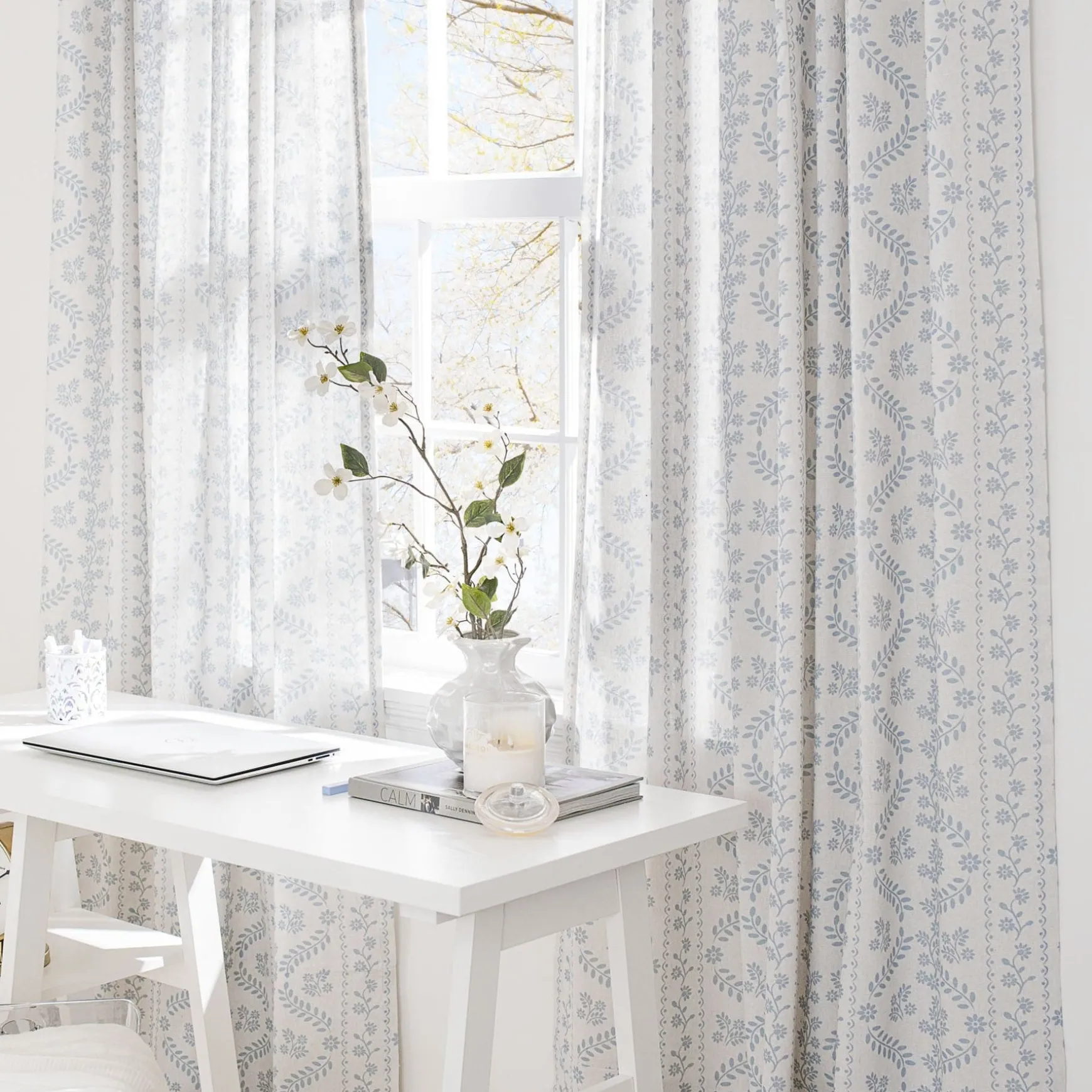 Doreen Delicate Floral Window Curtain Panel Set