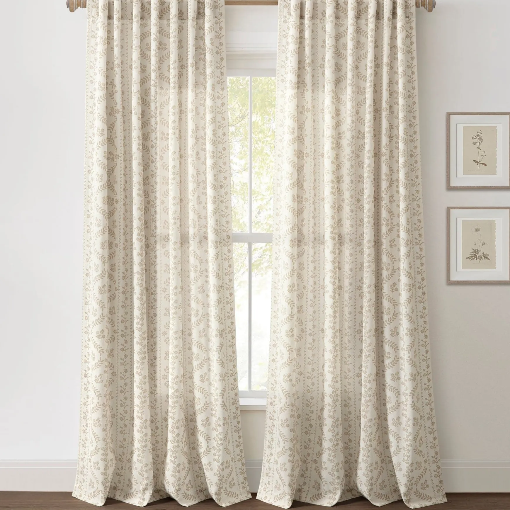 Doreen Delicate Floral Window Curtain Panel Set