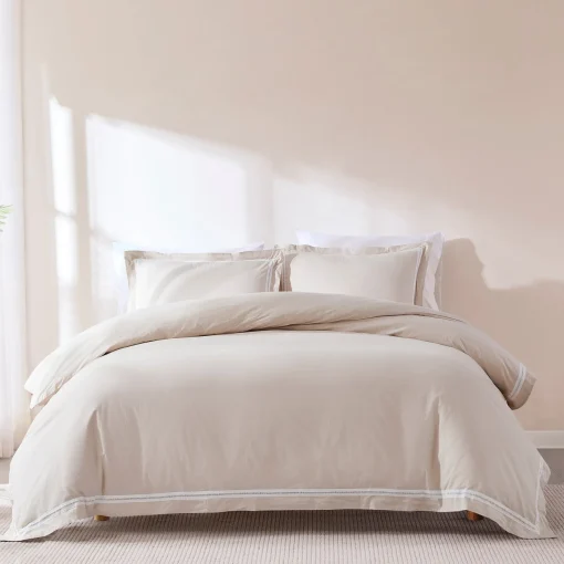 Doris Eyelet Inset Trim Cotton Duvet Cover Set