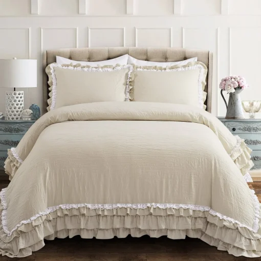 Ella Ruffle Lace 3 Piece Comforter Set