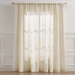 Emily Leaves Embroidered Window Curtain Panels