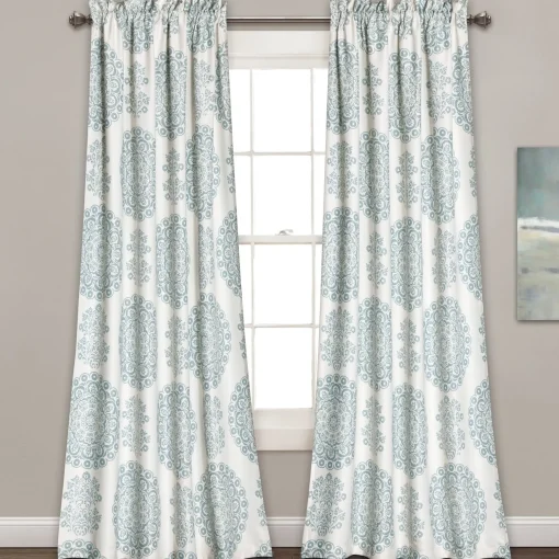 Evelyn Medallion Light Filtering Window Curtain Set