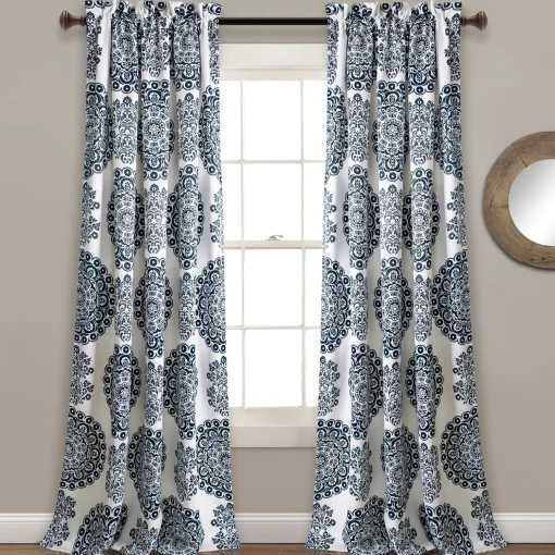 Evelyn Medallion Light Filtering Window Curtain Set