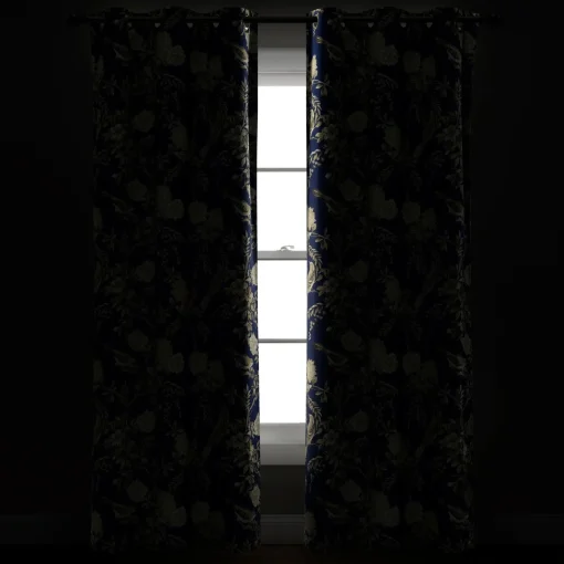 Farmhouse Bird And Flower Insulated Grommet Blackout Window Curtain Panel Set