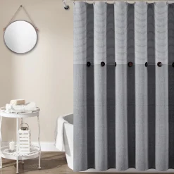 Farmhouse Button Stripe Yarn Dyed Shower Curtain