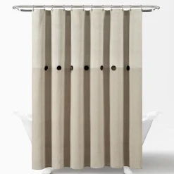 Farmhouse Button Stripe Yarn Dyed Shower Curtain